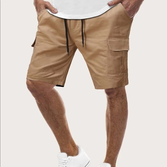 SHEIN Drawstring Waist Bermuda Khaki Shorts - Picture 1 of 5